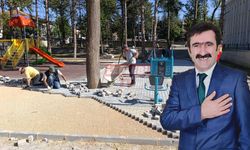 Mecitözü Tutluk Parkına Kilit Taşı Döşeniyor