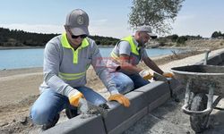 Belediye Çorum Barajı’nda Bordür Taşı Döşedi