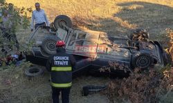 Yoldan Çıkan Otomobil Tarlaya Devrildi