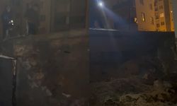 İstinat Duvarı Çöktü Bina Sakinleri Gece Korkuyu Yaşadı