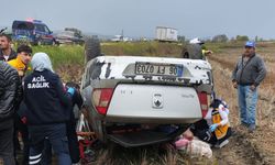 Ölümden Döndüler! Otomobil Çeltik Tarlasına Uçtu
