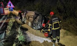 Çorum’da Korkutan Kaza! Otomobil Kanala Uçtu