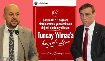 Halis Durkaya Duyurdu: “Çorum’un Yeni CHP İl Başkanı Tuncay Yılmaz”