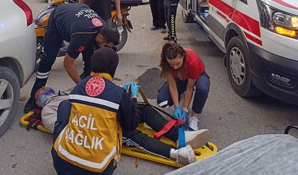 Bisiklete Çarpmamak İçin Motoru Yatıran Kurye Yaralandı