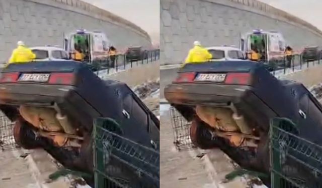 Yoldan Çıktı, İstinat Duvarından Uçtu: 1 Yaralı