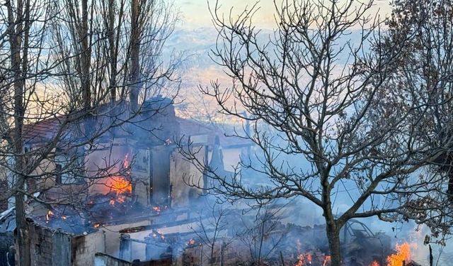 Korkutan Yangın! Ev, Samanlık ve Traktör Küle Döndü