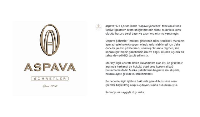 Aspava Şöhretler 1978’den Şok Açıklama: “Çorum’da Markamız Hukuka Aykırı Kullanılıyor”