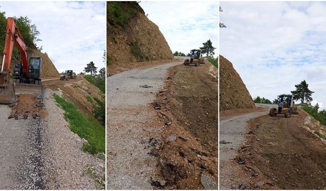 Aşırı Yağış Yolu Çökertti! Yolda Çalışma Başlatıldı