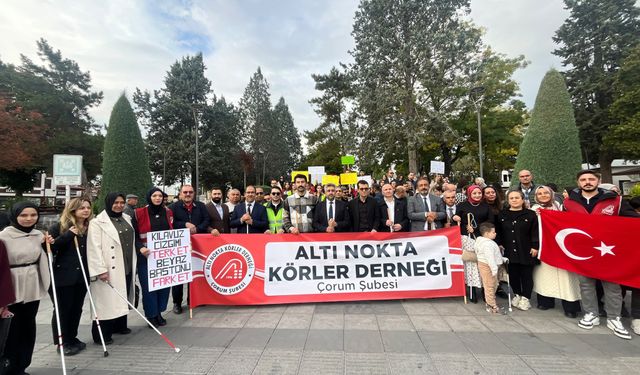Çorum’da beyaz bastonla farkındalık yürüyüşü
