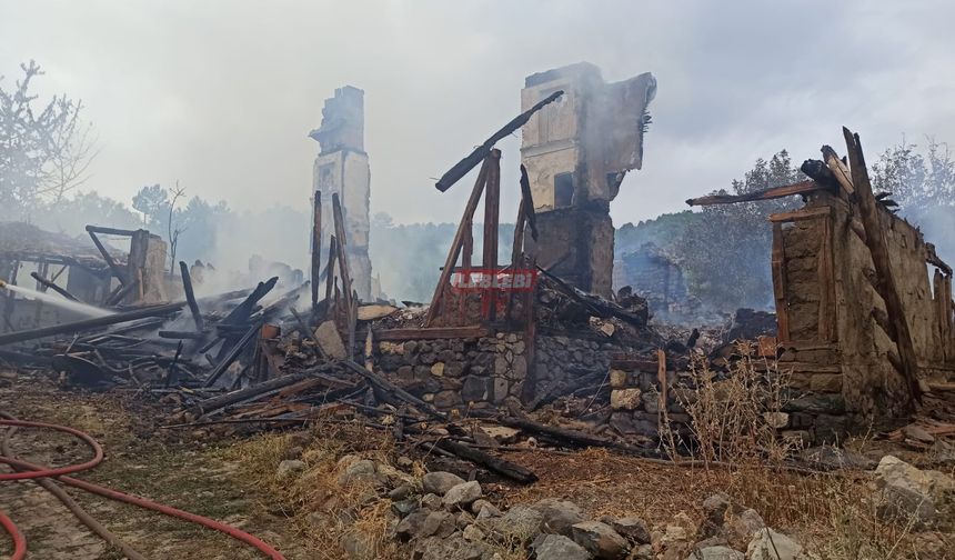 Köyde Korkutan Yangın: 2 Ev ve 3 Samanlık Kül Oldu