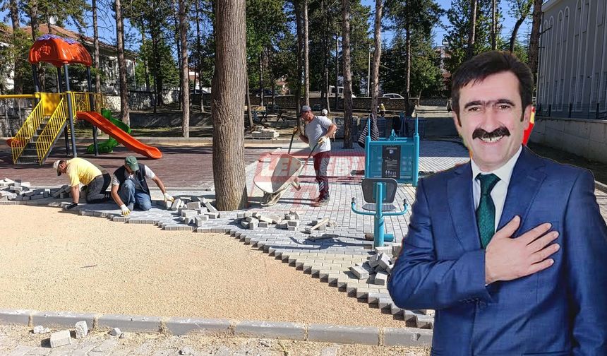 Mecitözü Tutluk Parkına Kilit Taşı Döşeniyor