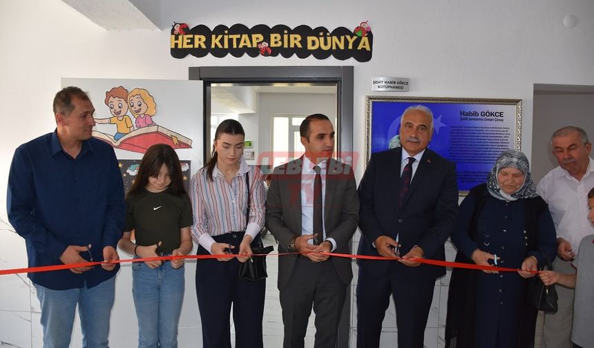İlkokulda Açılan Kütüphaneye Şehit Habib Gökçe’nin İsmi Verildi