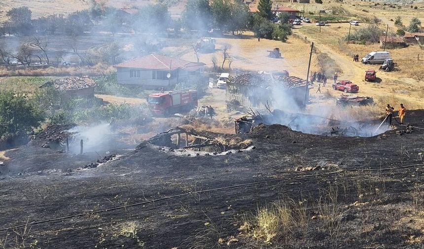 Anız Yangını Felaketi! Ev Ve Ahırlar Küle Döndü